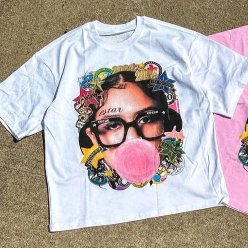 New Harajuku Couple Cartoon Pattern Graphic T Shirts Hip Hop Goth