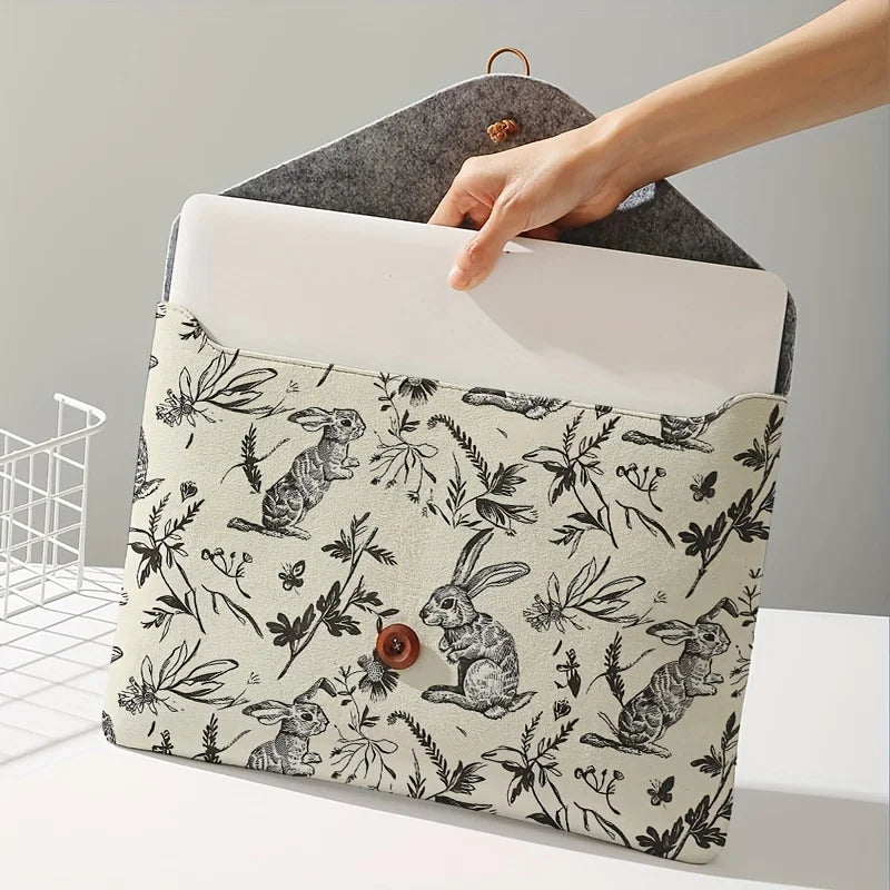 Rabbit print pattern laptop bag with soft laptop fabric cover,