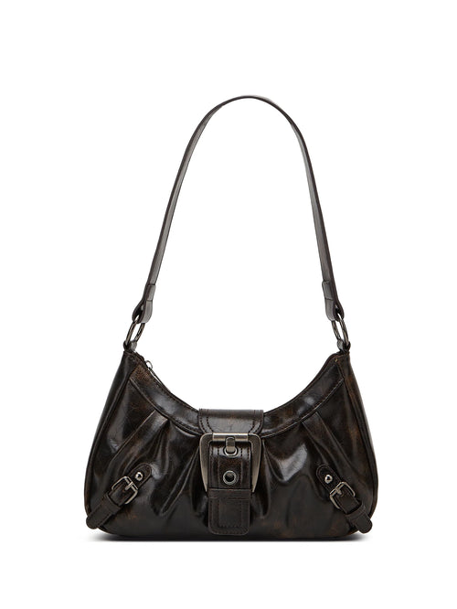 Y2K Retro Style Shoulder Bag, Maillard Pleated Rivet Armpit Bag,