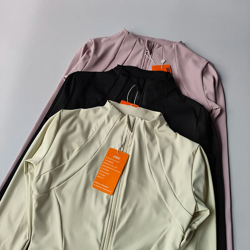 Women Sports Jacket Zip Fitness Yoga Shirt Workout Running Coats Warm