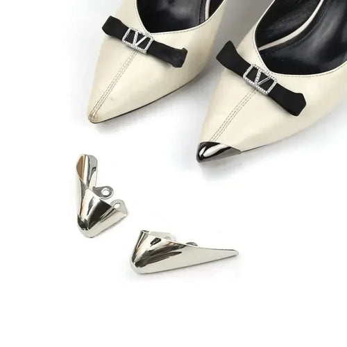 Women High Heel Metal Toe Cap Wear and Tear Concealer Anti-kicking