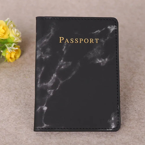 Women Fashion Pink Marble Pattern Travel Passport Cover Holder Bag
