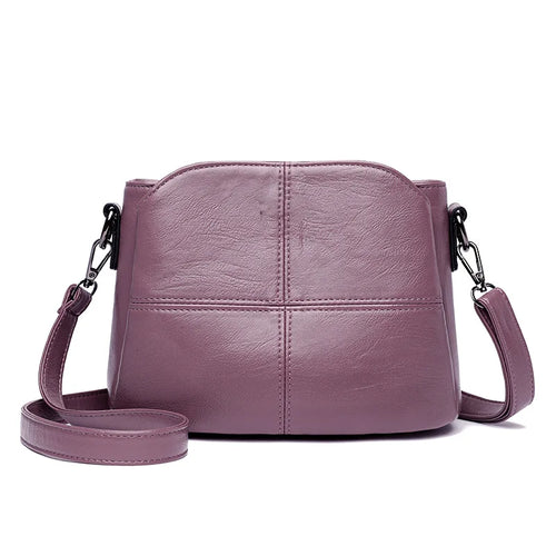 Vintage Women's Soft PU Leather Shoulder Bag Square Solid Color