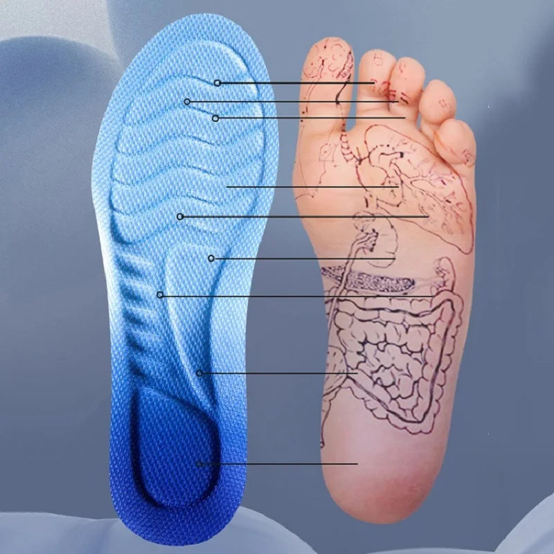 Sports Insoles for Shoes Women Men PU Sole Soft Breathable 4D Shock