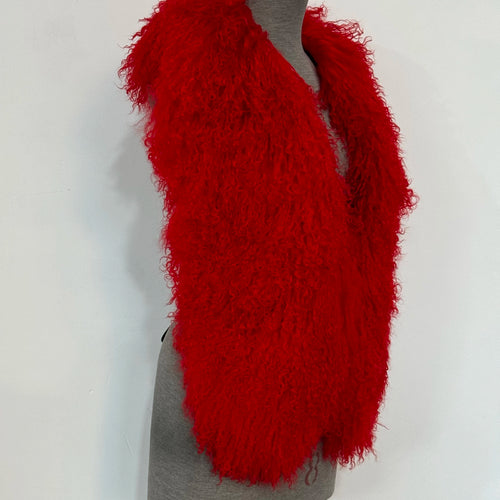 Fluffy Luxury  Real Mongolian Fur Halter Vests Women Solid Deep V-Neck