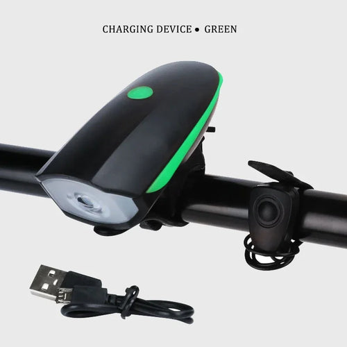 Bicycle Front Light with Electric Horn Waterproof Bike Headlight USB