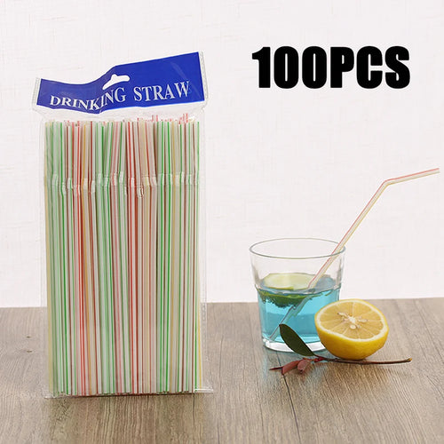 100Pcs Colorful Bendable Straw Drinking Kunststof Straw for Milk Tea