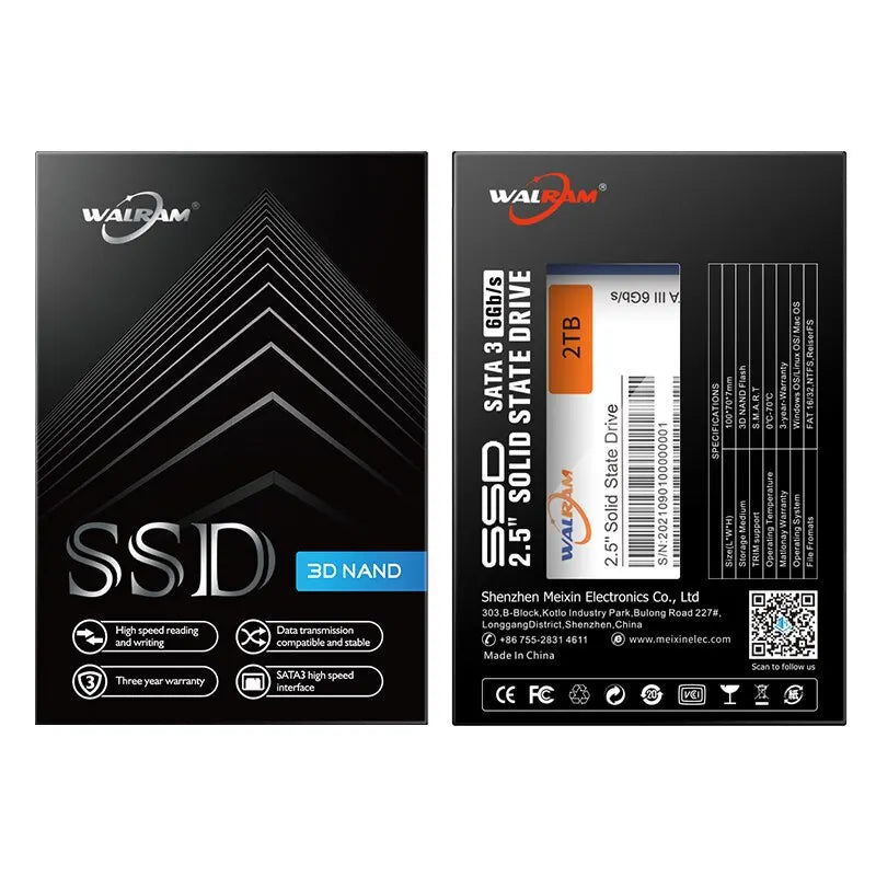 WALRAM SSD 1TB SATA3 2.5 Inch SSD 512gb 120GB 128GB 240GB 256GB 500GB