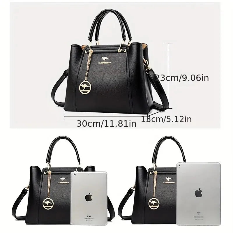 Fashion Women Soft PU Leather Handle Handbag Designer Shoulder