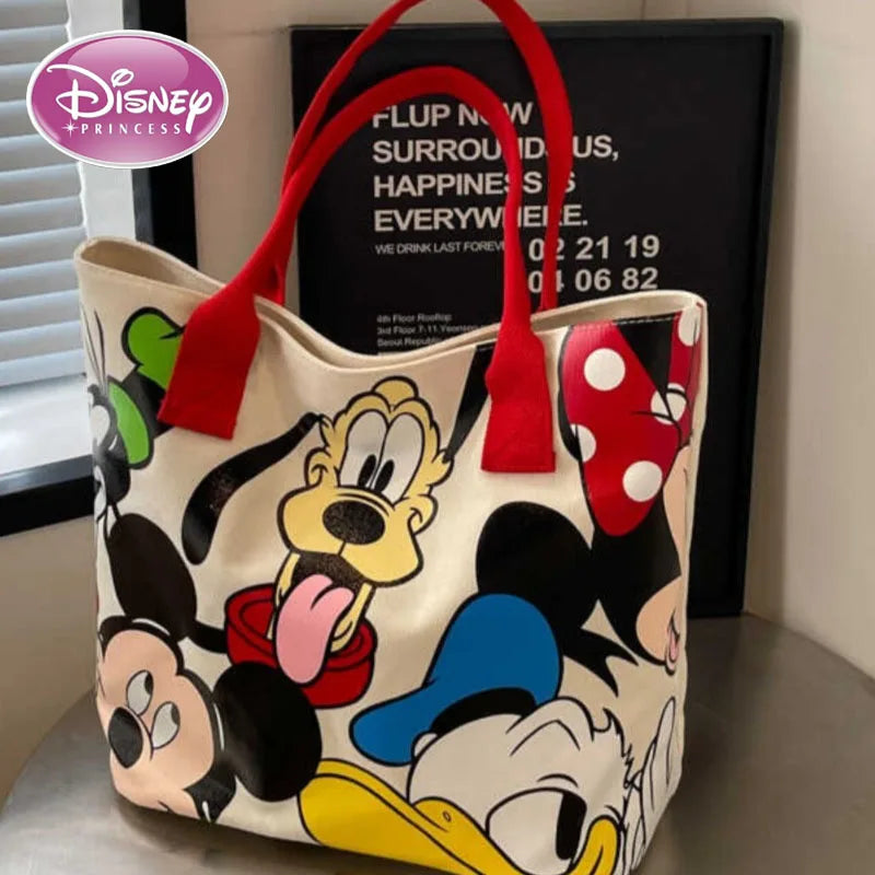 DisneyCartoon Mickey Fashion Versatile LargeCapacity Canvas Shoulder