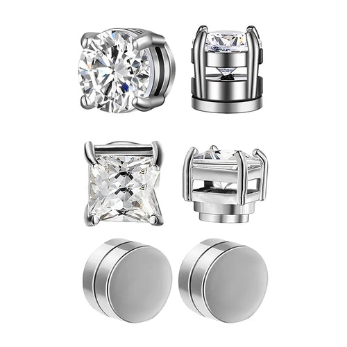 1/3 Pair Crystal Strong Magnetic Ear Stud Clip Earrings for Men and