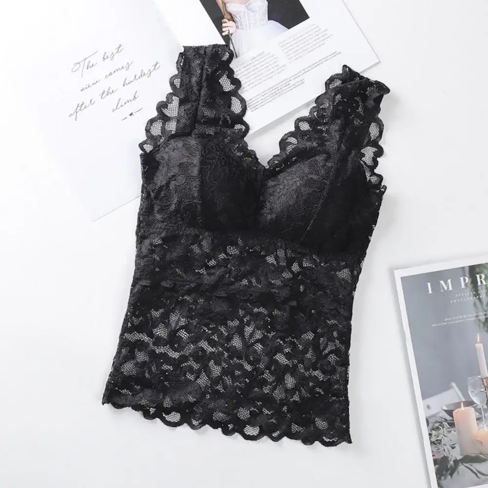 Sexy Women's Tanks Top See-through Pads Beauty Back Thin Bra Vest