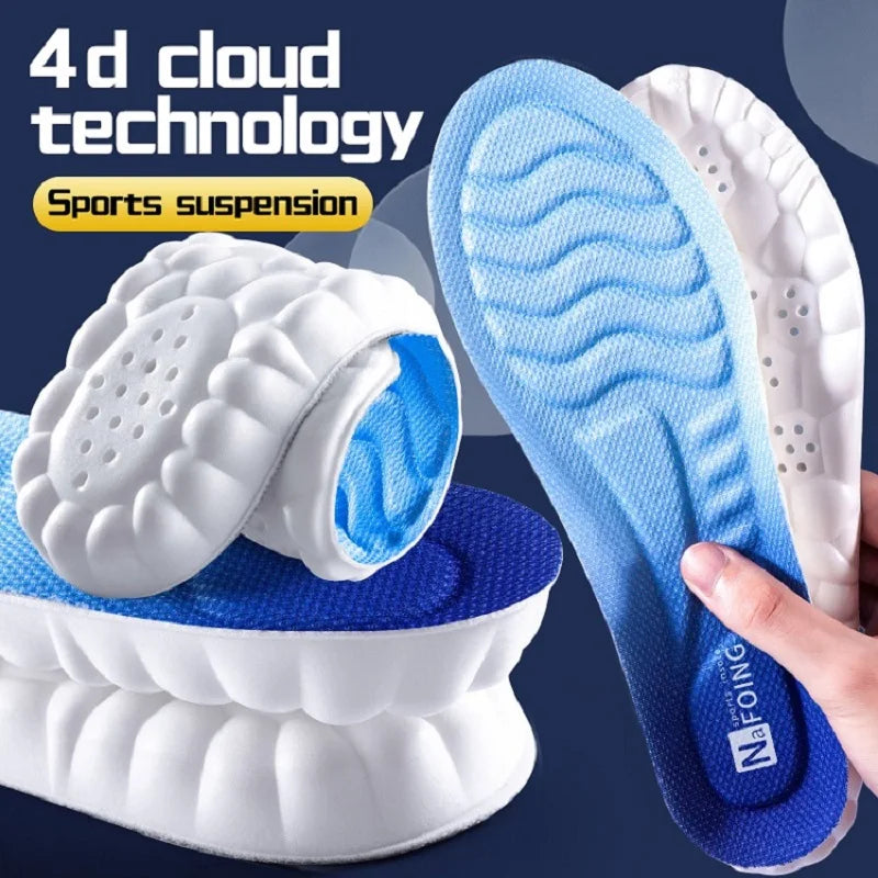 Sports Insoles for Shoes Women Men PU Sole Soft Breathable 4D Shock
