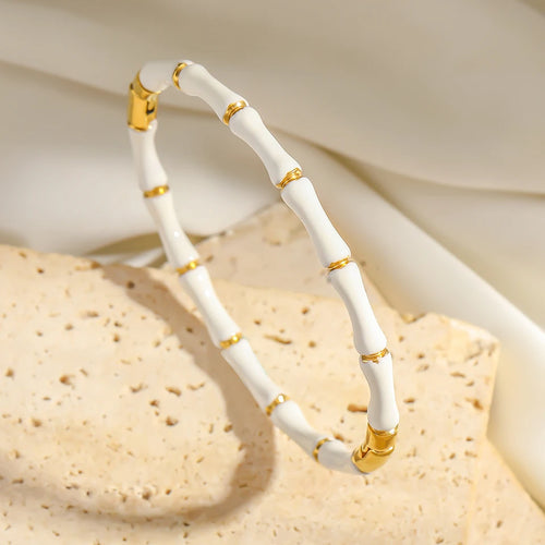 Fashion Smooth Ring Bamboo Shape Stainless Steel Bracelets For Women