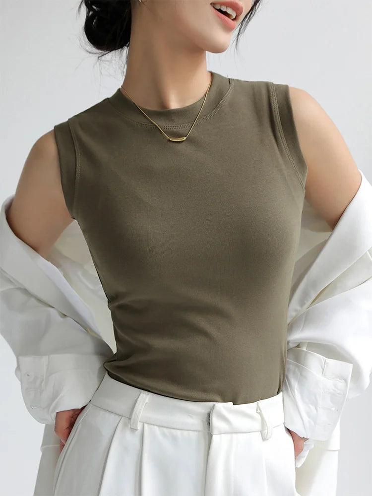 Camisole Vest for Women  Round Neck Colourful Basic Sleeveless