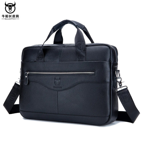 BULLCAPTAIN Briefcase Shoulder Messenger Bags Men's Genuine Leather