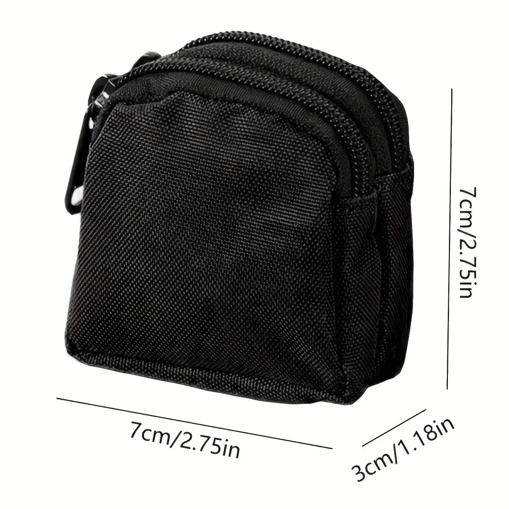 Nylon Double Zipper Pocket Coin Purse Men Tactical Molle Pouch