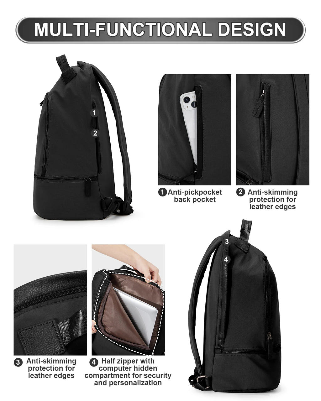Women Backpack adult female backpack with Shoes Compartment Travel