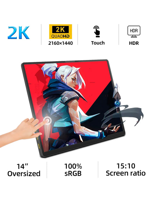 ZSUS 2160*1440  14-inch 2K Portable Monitor 60HZ For Laptop XBox PS4 /