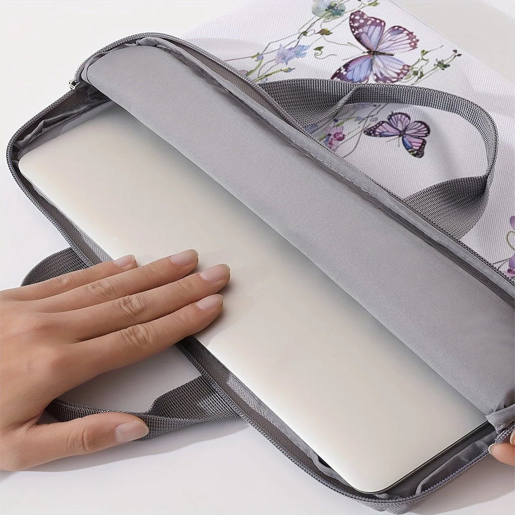 One piece set, two styles, purple butterfly pattern laptop bag and