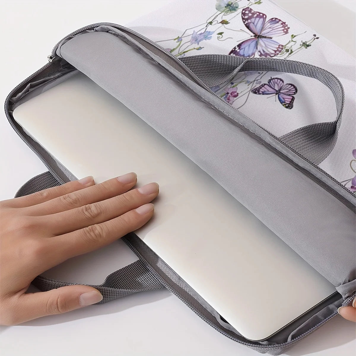 One piece set, two styles, purple butterfly pattern laptop bag and