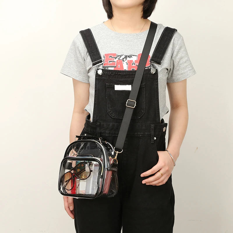 Transparent PVC Ladies Small Handbags Stadium Approved Women Clear Bag