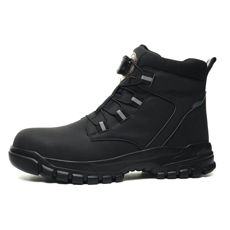 Rotating Buttons Indestructible Work Boots Men Steel Toe Safety Boots