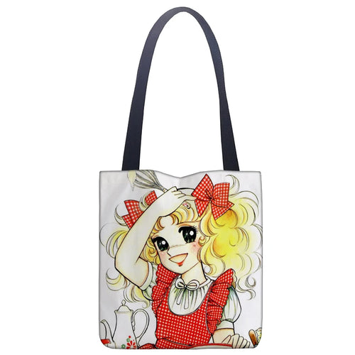 Cartoon Candy Candy Handbag Women Casual Linen Totes Underarm Top