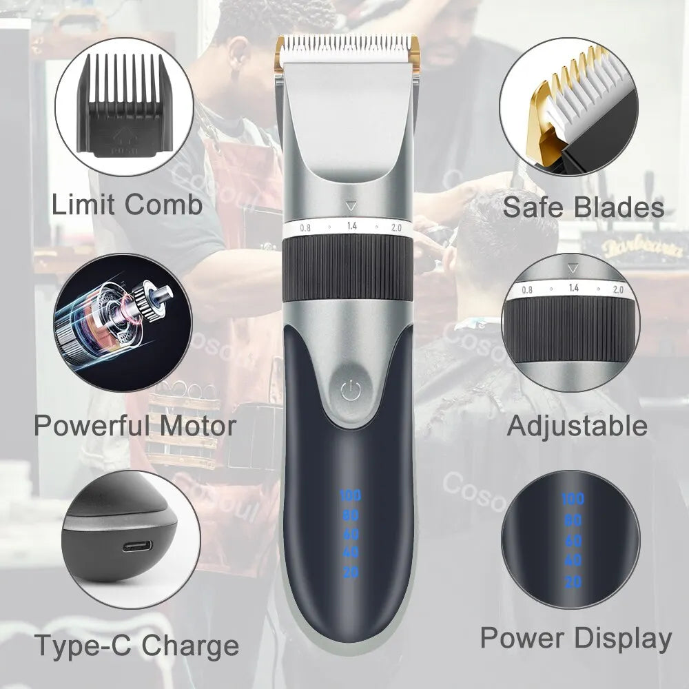 Professional Hair Clipper Electric Barber Hair Trimmers For Men Adults