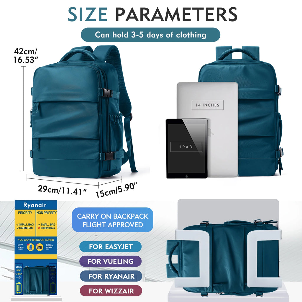 Waterproof Backpacks Travel Backpack Airplane Cabin 45x36x20 Easyjet