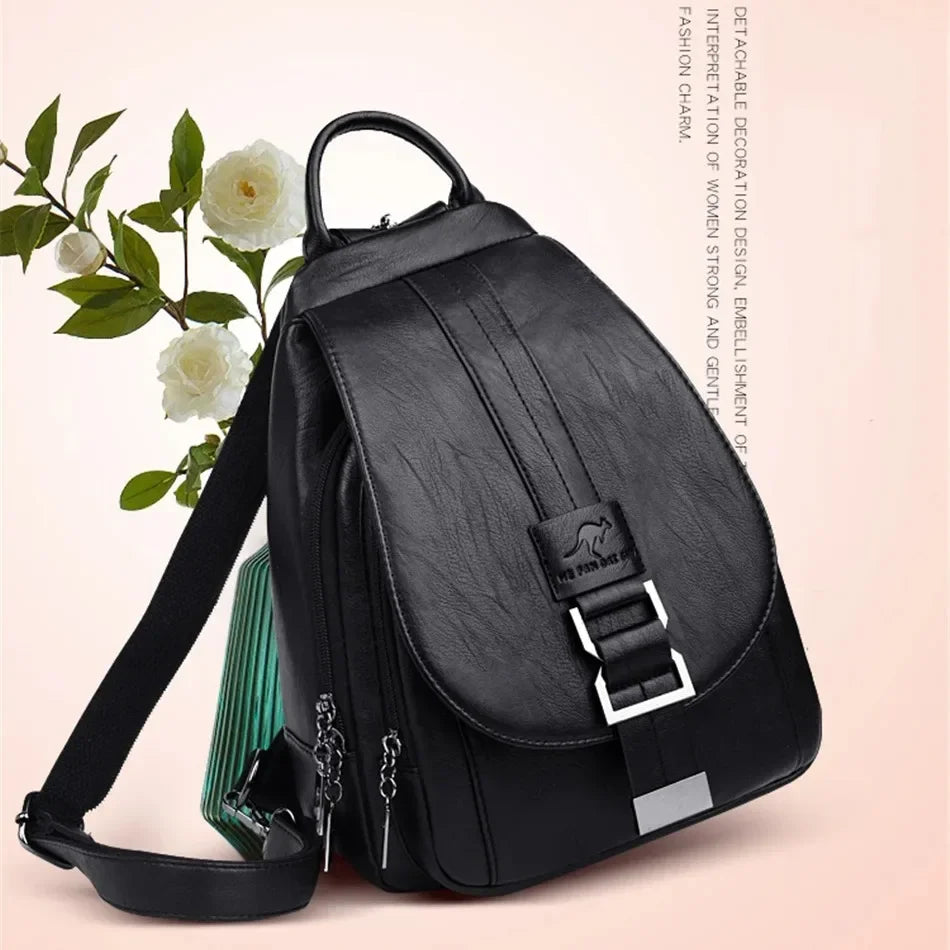 Multifunctional Women Leather Backpacks Casual Backpack For Teenager
