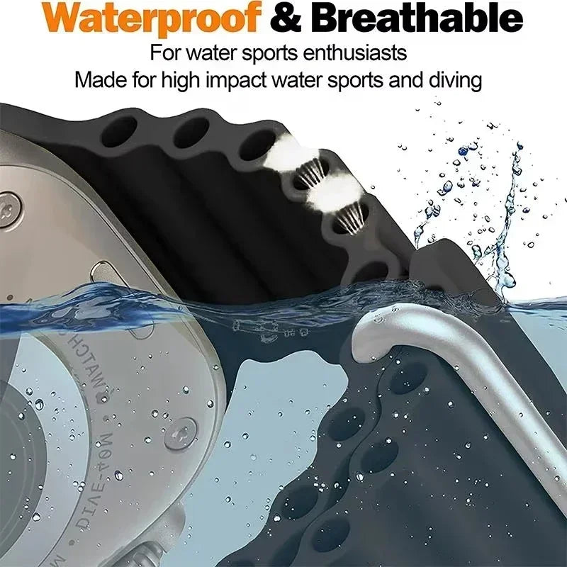 Silicone Ocean band for Apple Watch straps 45mm 46mm 40mm Ultra 2 49mm