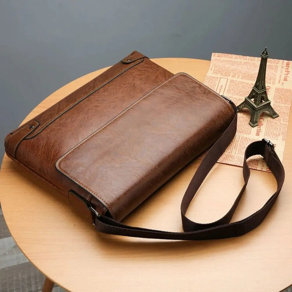 Briefcase For Men PU Leather Tote Boston Commuting Laptop Shoulder