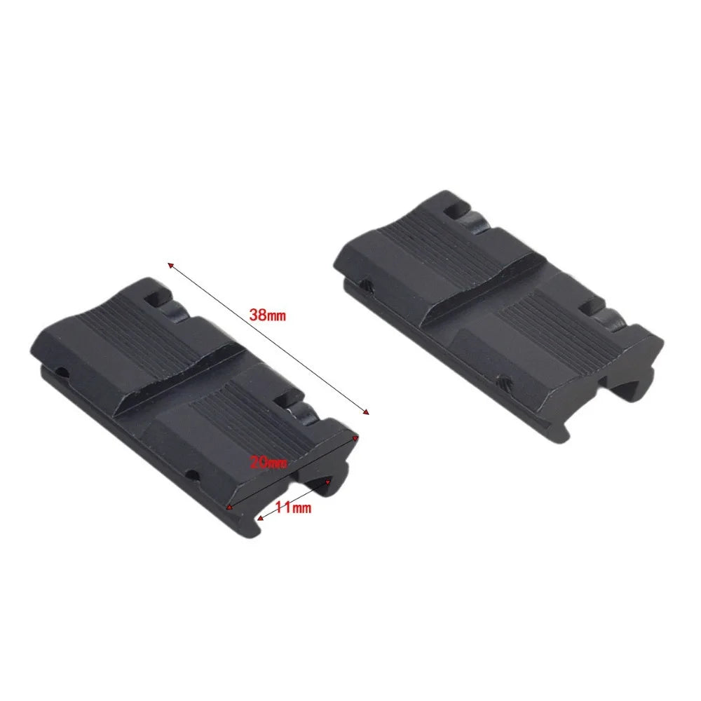 2pcs Tactical Picatinny 11mm Dovetail To 7/8" 20mm Weaver  Adapter
