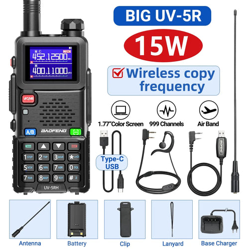 UV 5RH Pro Max 15W Air Band Walkie Talkie Long Range Wirless Copy