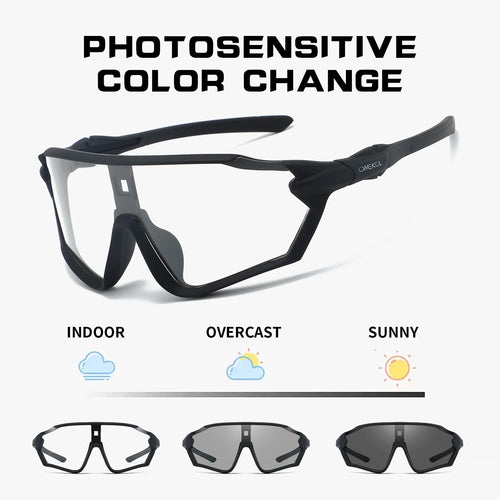 OMEKOL Brand New Photochromic Cycling Sunglasses Men Women Outdoor