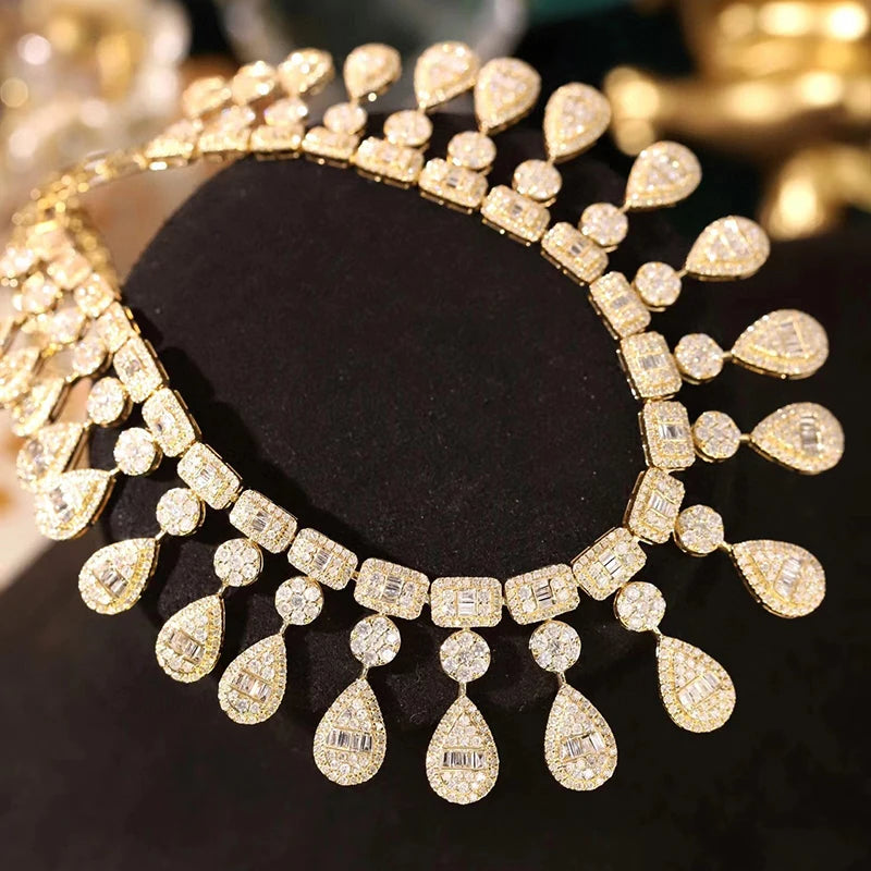 Aazuo 18K White Gold Yellow Gold Real Diamonds 9.2ct Luxury Waterdrop