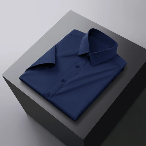 New Men's Business Casual Solid Color Short Sleeved Shirt for Summer