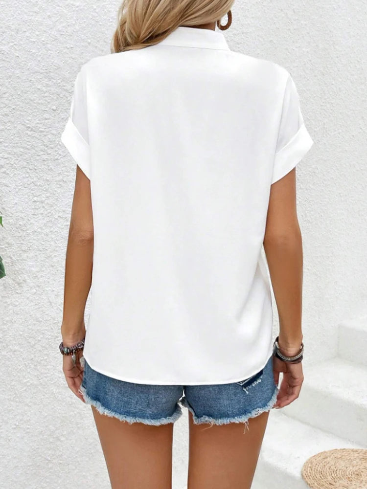 Fashionable Spring Summer Women's Solid Color Batwing Sleeve Short