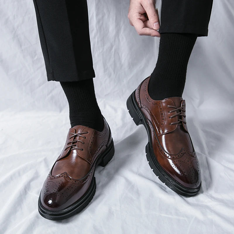 British Style Shoes for Men’s Genuine Leather Business Formal Oxfords