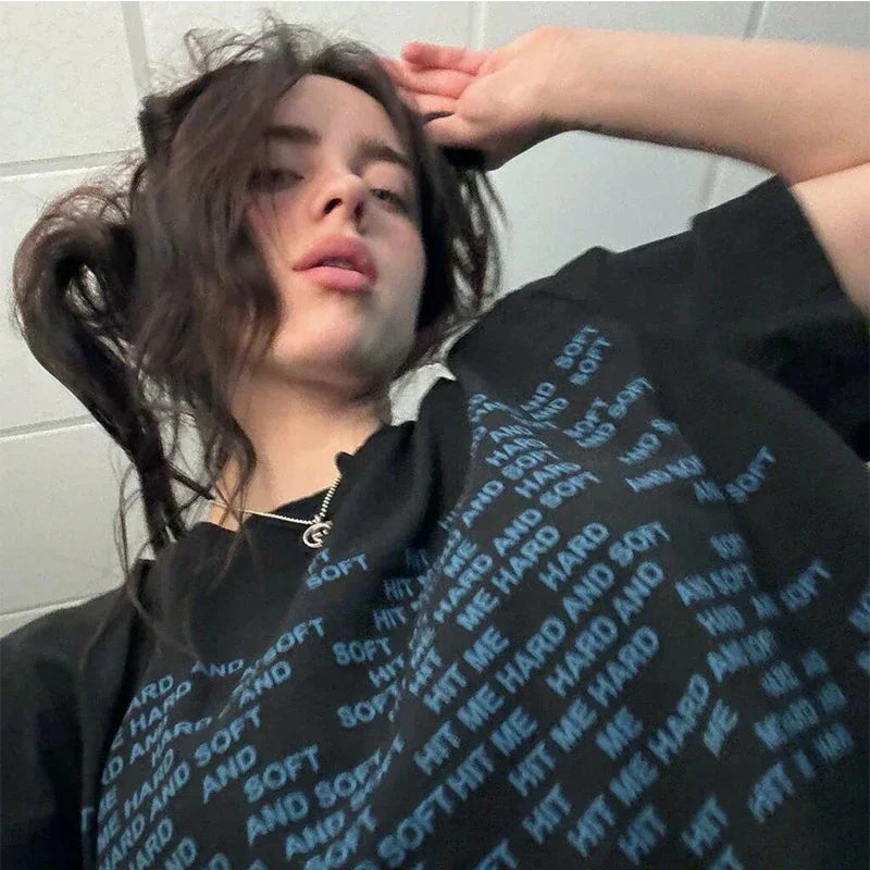 2025 Billie Hit Me Hard and Soft Printed T-Shirt Men's Women's Summer