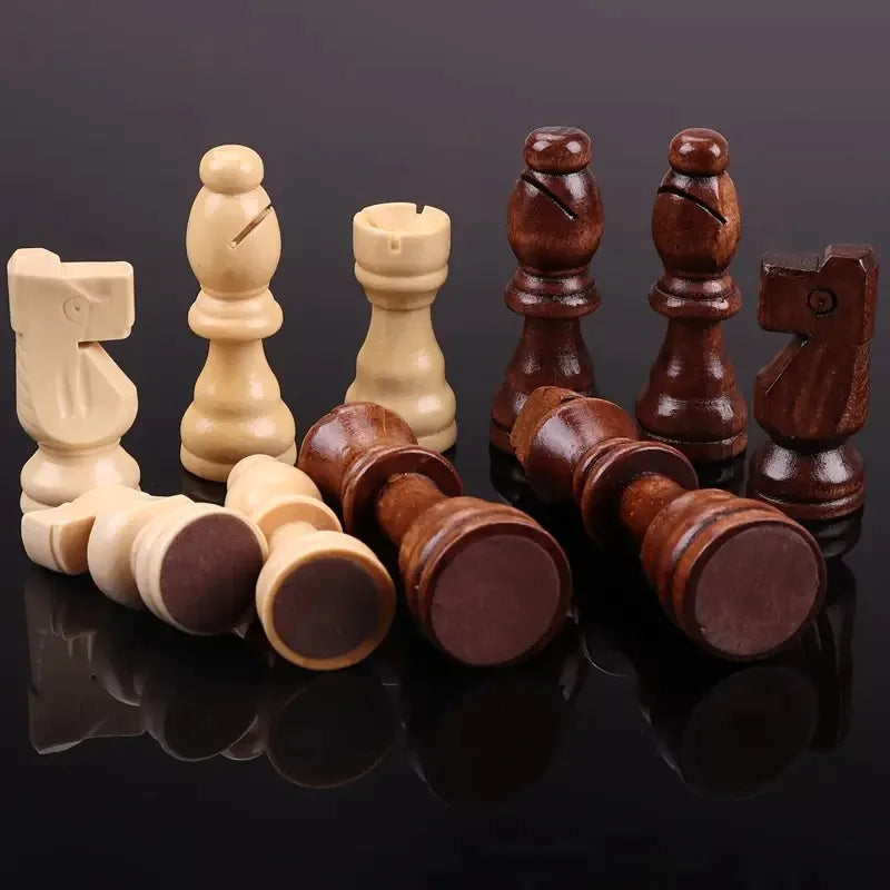 32Pcs Sturdy Wooden Chess Standard Tournamen Staunton Wood Chessmen