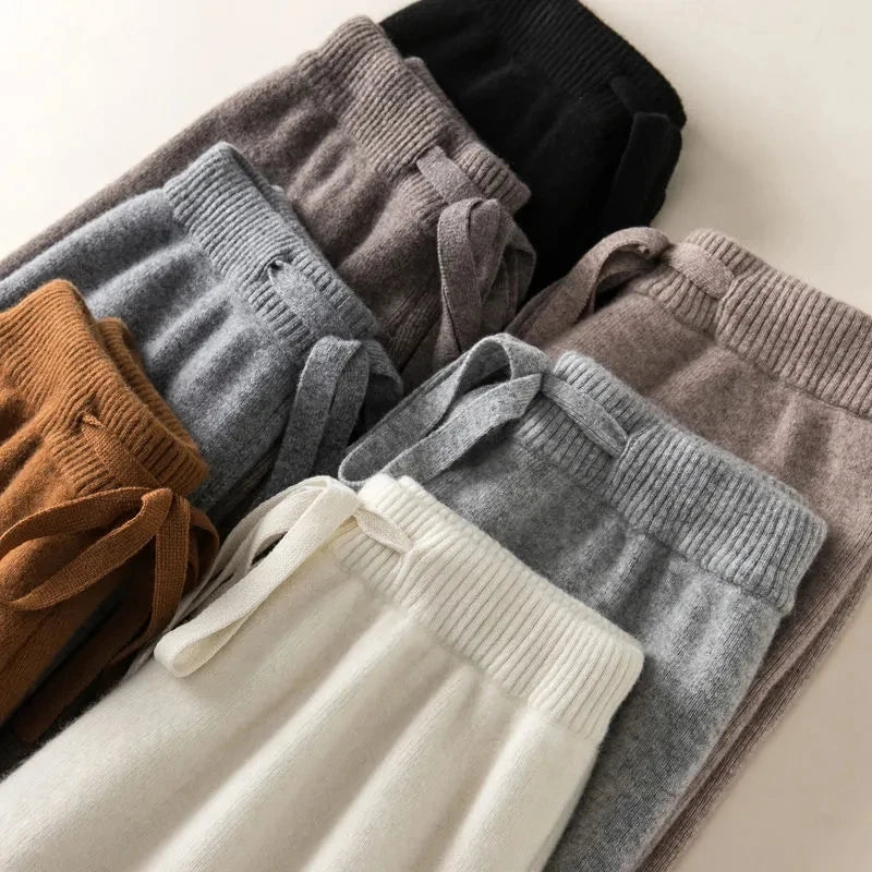 Thick Warm Knitted Casual Chic Basic Soft Elastic High Waist Women's