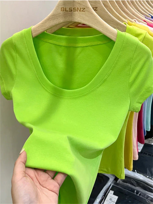 Summer Top Sexy T Shirt Women T-Shirt Korean Style Woman Clothes Slim