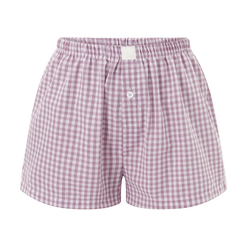Women’s Y2K Retro Cleanfit Plaid Print Elastic Low Waist Button Front