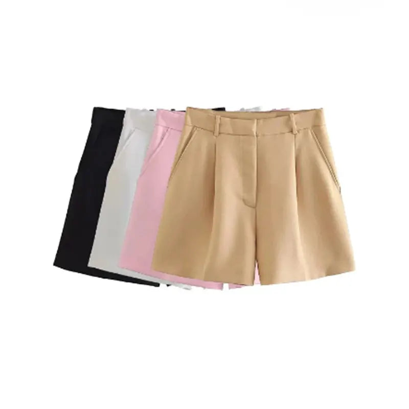 Mooyufon Women Fashion Side Pockets Front Darts Bermuda Shorts Vintage