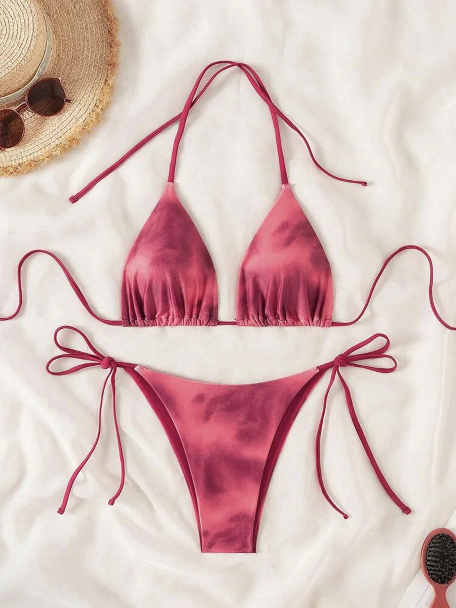 Tie Dye Bikins 2025 Mini Micro String Bikini Women Swimwear Female