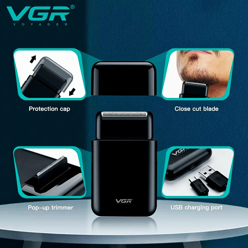 VGR Electric Shaver Professional Beard Trimmer Razor Portable Mini