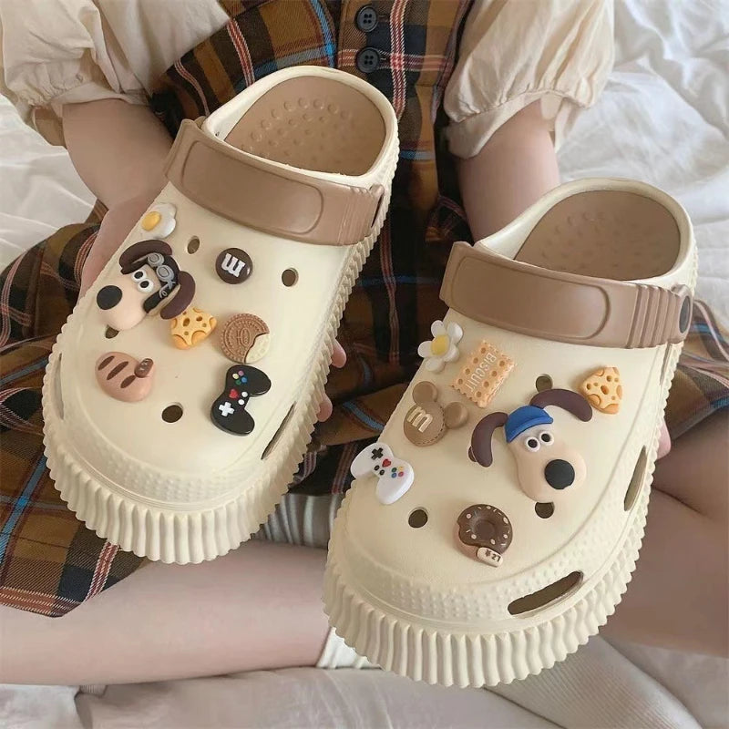 DIY 3D Cute Cartoon Dog Shoe Charms for Clogs Slides Sandals Garden