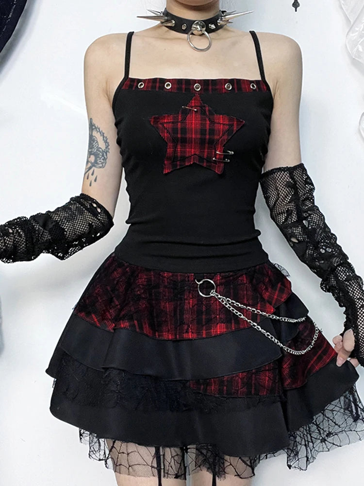 AltGoth Y2k E-girl Vintage Camis Women Mall Gothic Cyber Punk Emo Alt